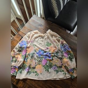 ZARA Floral Shear Blouse Size Medium